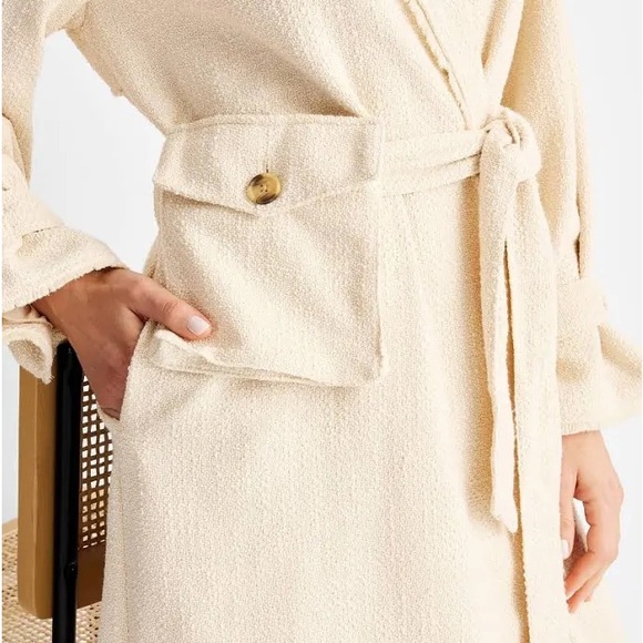 Future Collective with Jenny K. Lopez Women's Boucle Frayed Edge Trench Coat 1X - Picture 2 of 3